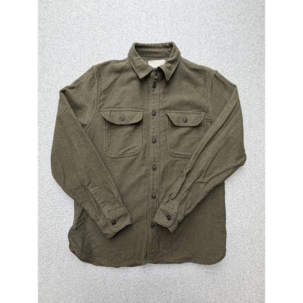 Everlane Shirt Mens Medium Green Solid Twill Long Sleeve Button Casual Overshirt